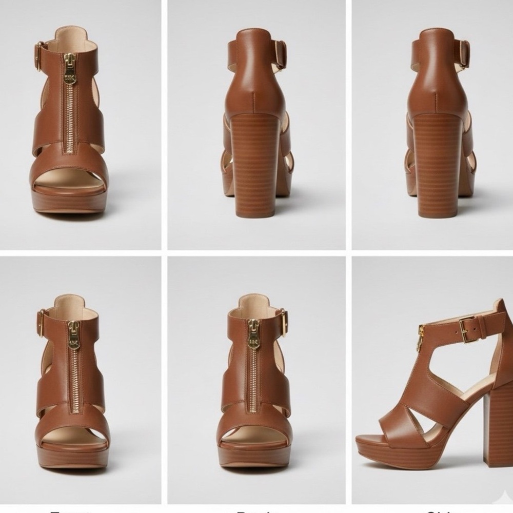 Brown Leather Women's Heeled Sandals